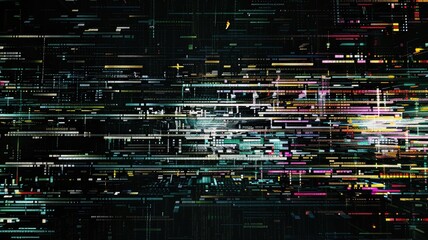 Fototapete - Abstract complex glitch with pixel effect in tech background use shading and glitches texture express mysterious design or complex flow through tiny object convey sense of future digital scene. AIG53.