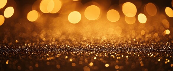 Poster - A captivating scene featuring glowing golden dots on a shimmering surface. Soft focus creates a dreamy atmosphere, perfect for festive and elegant designs.