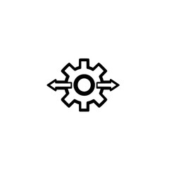 Poster - Vector gear with arrows pointing left and right showing synchronization and adjustment concept