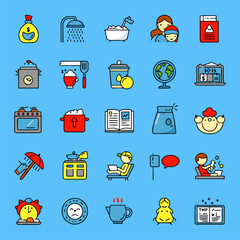 Aufkleber - set of social media and web icons in flat vector style for business and e-commerce design