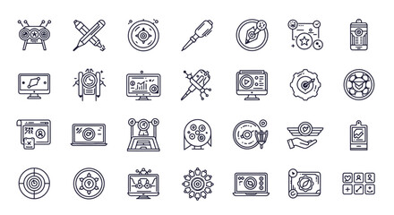 Aufkleber - collection of technology icons: a diverse set of technology icons, illustrating various technologica