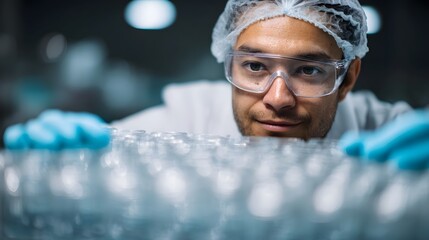 Poster - Scientist carefully labeling specimen containers in a laboratory setting