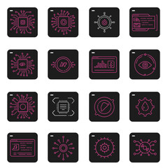 Aufkleber - data icon: abstract vector data icons set. featuring circuit board, data flow, visual data represent