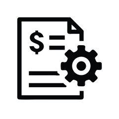 Poster - Financial automation document with gear icon for process management and efficiency concept design vector