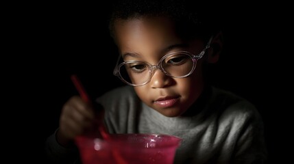 Poster - Focused young student exploring colors in science class