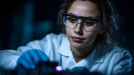 Poster - Scientist adjusting laser equipment in an optics lab
