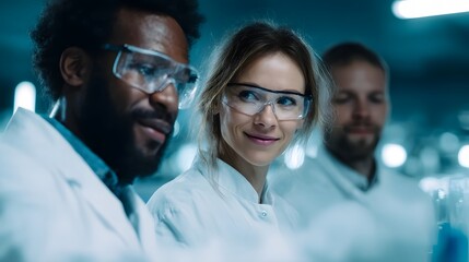 Poster - Diverse team of researchers collaborating in a modern laboratory
