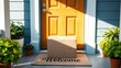 © 행운 행 - 문앞에 배달되어 있는 택배상자 하나 a delivery box at the door