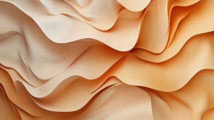 Poster - A serene and elegant fabric texture in warm sand colors, showcasing flowing waves and soft folds that create a soothing visual effect, perfect for backgrounds.