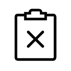 Aufkleber - Clipboard with x mark icon vector illustration for task management and error symbol with checklist design