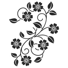 Poster - Elegant line art floral illustration featuring delicate botanical elements and blooming flowers in a classic artistic style