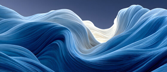 Poster - Blue wave with a white line in the middle. The blue color is very bright and the white line is very thin