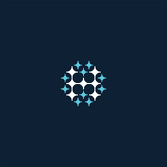 Poster - Abstract initial letter H spherical constellation comprised of luminous geometrical elements design