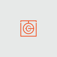 Poster - Geometric orange logo construction with a square and letter G monogram