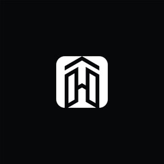 Poster - A bold, geometric logo design featuring a stylized letter “H” within a square frame, resembling a modern architectural structure or abstract building