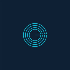 Poster - Modern Circular 'G' Logo Design in Aqua Blue on a Dark Navy Background
