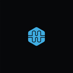 Poster - A sleek blue hexagon logo featuring a stylized “H” monogram with horizontal lines, creating a futuristic and tech-oriented aesthetic