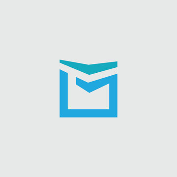 Modern Abstract Logo Design with Geometric Shapes in Blue Tones isolated