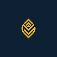 Poster - Stylized leaf logo in gold tones against a dark background for branding