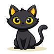 © Minhaj - Adorable cartoon black cat with a playful arched back perfect for whimsical designs and children s themes