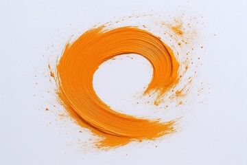 Poster - Abstract orange paint swirl with textured brush strokes and splatter effects.