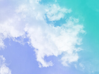 Wall Mural - beauty sweet pastel blue and green colorful with fluffy clouds on sky. multi color rainbow image. abstract fantasy growing light
