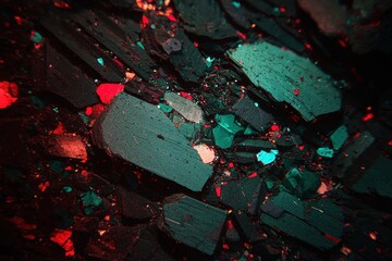 Poster - Colorful mineral formation showcasing vivid hues and sharp angles in a close-up view