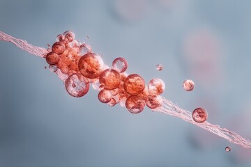 Poster - Microscale structure showing bubbles and fibers under close examination in a scientific environment