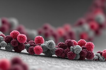 Poster - Microscopic view of colorful bacteria clusters on a surface showcasing intricate details and unique shapes