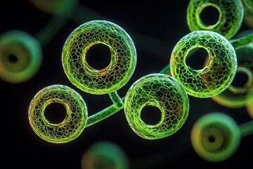 Poster - Exploring the intricate structure of green plant cells under scientific observation
