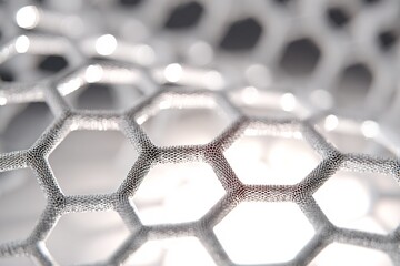 Poster - Close-up view of intricate honeycomb pattern showcasing texture and light reflections in a modern design space