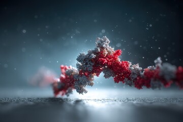 Poster - Molecular structure visualization highlighting intricate details and vibrant colors in a scientific environment