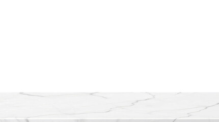 Empty white marble table isolated on transparent background