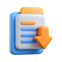 Poster - 3d rendered document icon with download arrow symbol isolated on transparent background
