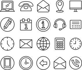 Fototapete - Collection of outline icon set representing communication technology and business concepts