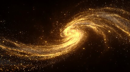 Wall Mural - Abstract magic gold dust background over black. Beautiful golden art widescreen background .