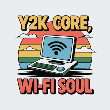 Y2 K Core Wi Fi Soul Retro Sunset Computer Graphic wifi laptop