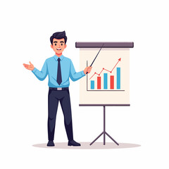 Poster - Business Man Presenting Growth Chart on Flip Chart with Upward Arrow