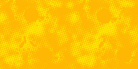 Aufkleber - Yellow Halftone Grunge Texture Background with Retro Comic Dots Pattern