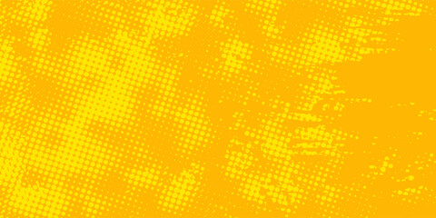 Aufkleber - Yellow Halftone Grunge Texture Background with Retro Comic Dots Pattern