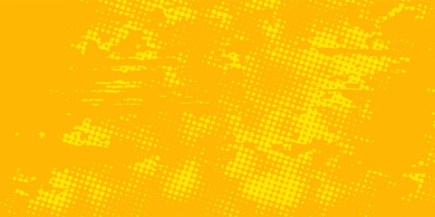 Aufkleber - Yellow Halftone Grunge Texture Background with Retro Comic Dots Pattern