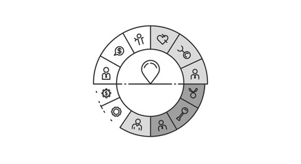 Poster - Circular diagram with icons representing various concepts and themes