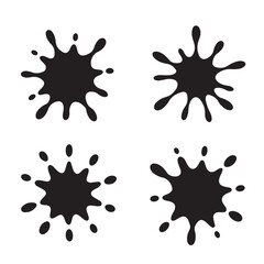 Poster - Four black ink splatters arranged in a square formation on a white background with varying shapes