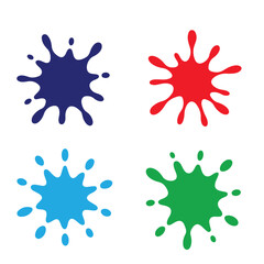 Poster - A set of four colorful paint splatters in blue red light blue and green on a white background vector