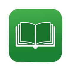 Poster - Open book simple icon over green box, textbook vector, knowledge flat graphic