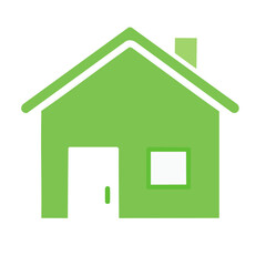 Poster - Minimalist Green House Icon Simple Home with Chimney Graphic Residence Real Estate Housing Green Living Sustainability