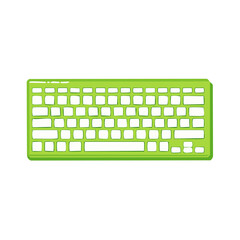 Leinwandbilder - Vibrant Green Computer Keyboard Illustration, Technology Tool for Writing and Inputting Data, Isolated on White