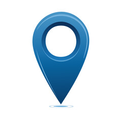 Poster - Vector Illustration of Single Isolated Blue Location Pin Pointing Downward on White Background