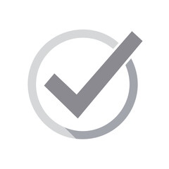 Poster - Gray check mark inside circle symbolizing task completion or validation success