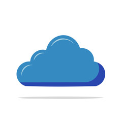 Poster - Single Blue Cloud Icon with Shadow Flat Design Weather Concept Illustration